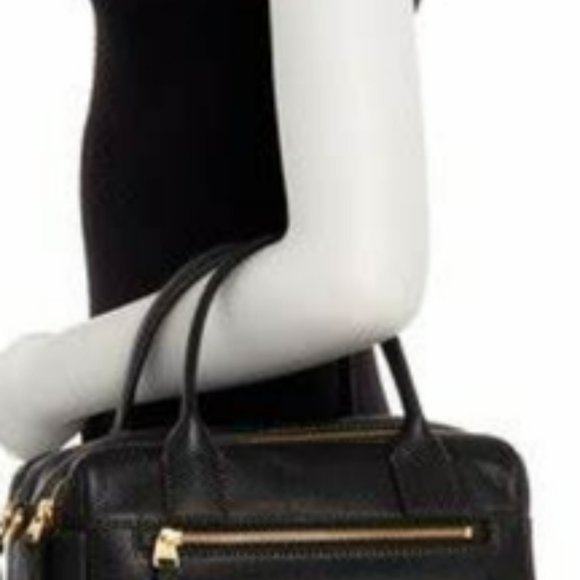 FOSSIL Erin Colourblocked Satchel Leather Khaki Beige Double Zip Carry Bag - Picture 15 of 15